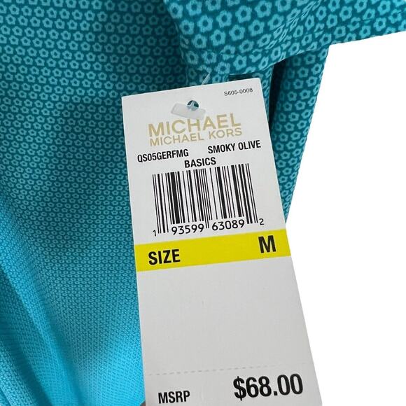 NWT Michael Michael Kors Blue Flower Print Cold Flower Dress Size Small - Picture 4 of 8